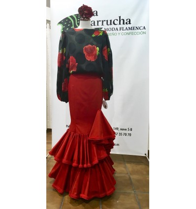 Falda Flamenca Jerez roja - Caroly Moda Flamenca